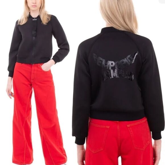 Emporio Armani Jackets & Blazers - EMPORIO ARMANI Black Neoprene Bomber with back logo